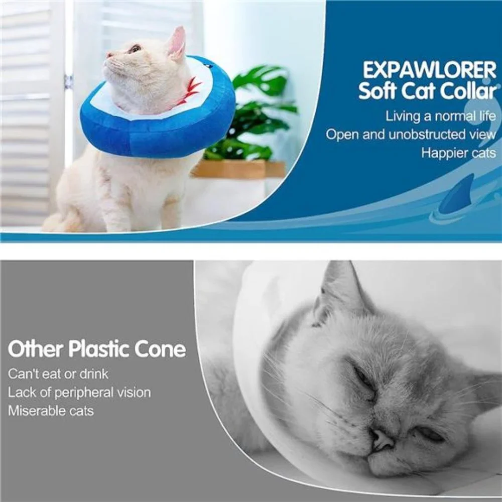 Cat Surgery Recovery Collar -Adjustable Donut Cat Cone Collar Soft, Pet E Collar